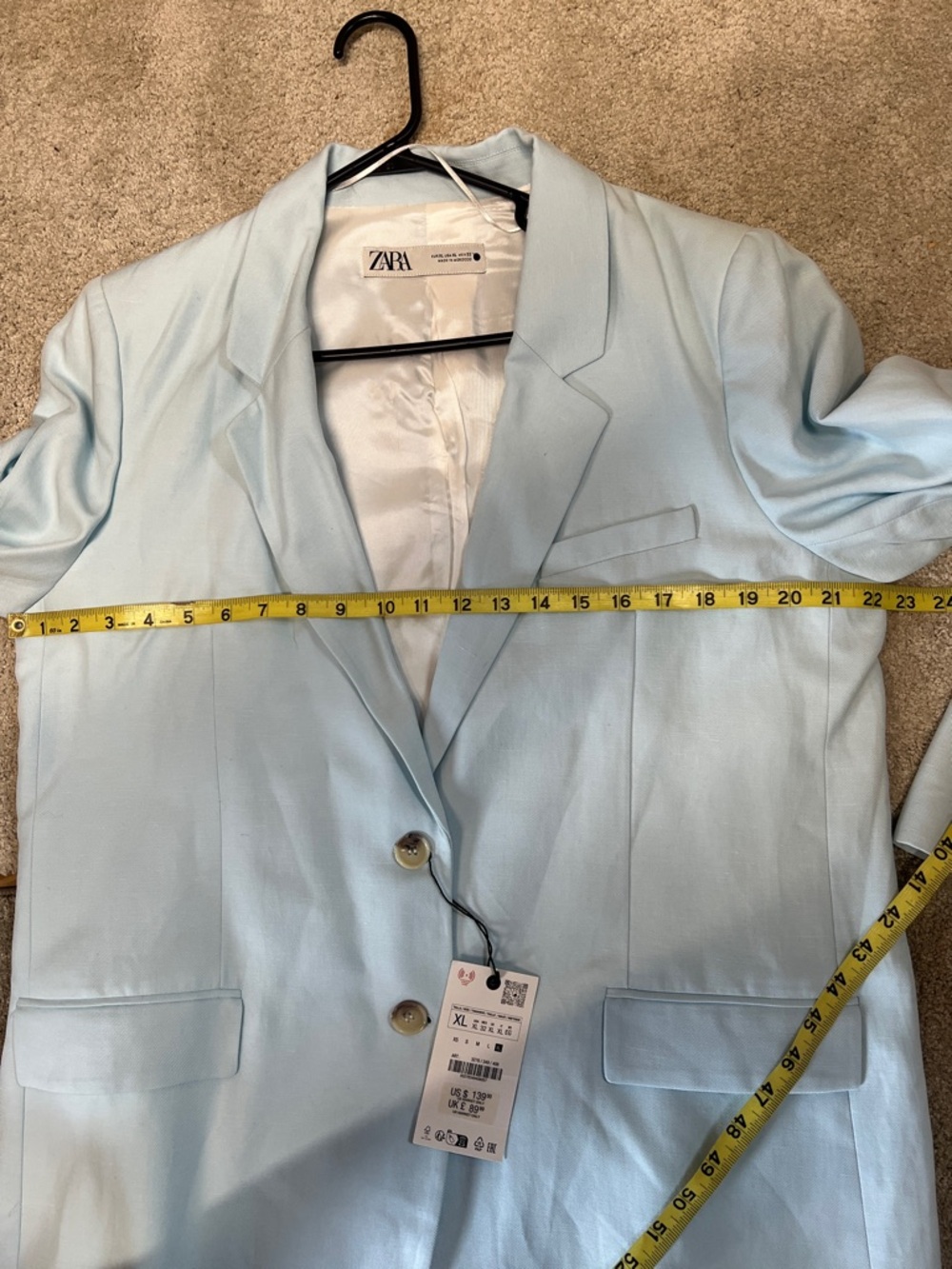 Zara Pastel Blue Single-Breasted Blazer - Picture 5 of 11